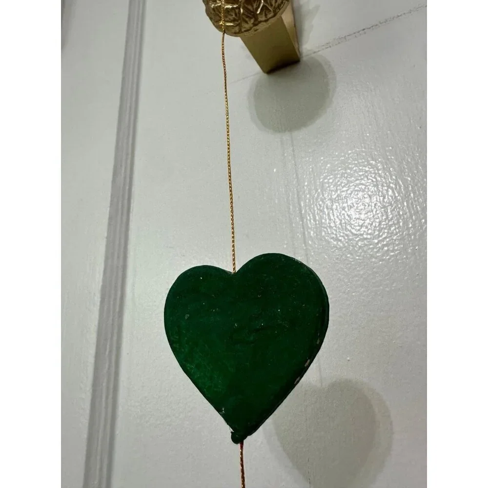 Colorful, wooden garland, heart strand
